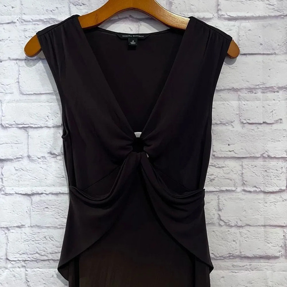 Banana Republic Sleeveless Dress Brown w/Silver Metal Keyhole Ring Size 2 - Picture 3 of 9